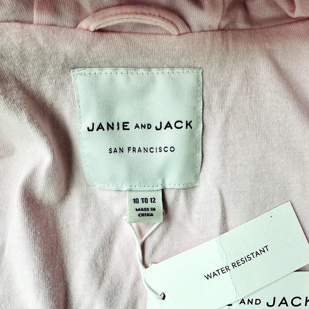 Janie & Jack Girls Floral Rain Coat Size 10/12 Blue Pink Peonies Mid-Length - Picture 6 of 9